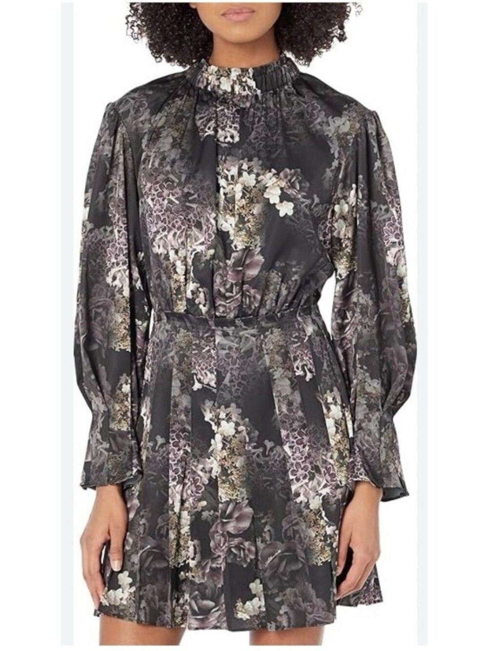 AllSaints Black Gray Zoey Margeaux Floral Mini Dress, Size 12